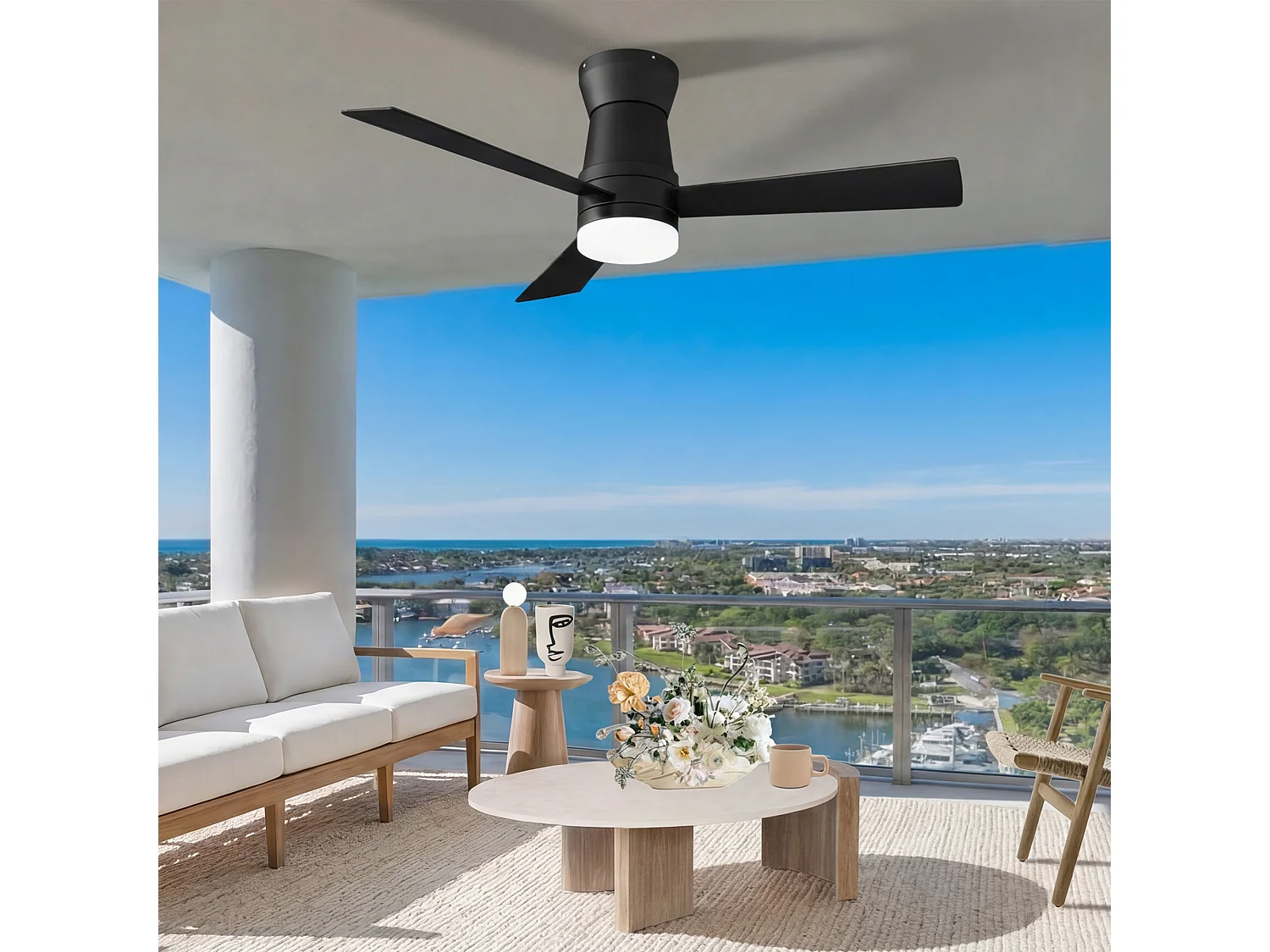 Ventilateur Plafond Silencieux,Ventilo Plafond Avec Lumière Et Télécommande,Avec Lumière Dimmable, Fonction Été-Hiver, 6 Vitesses,Timing