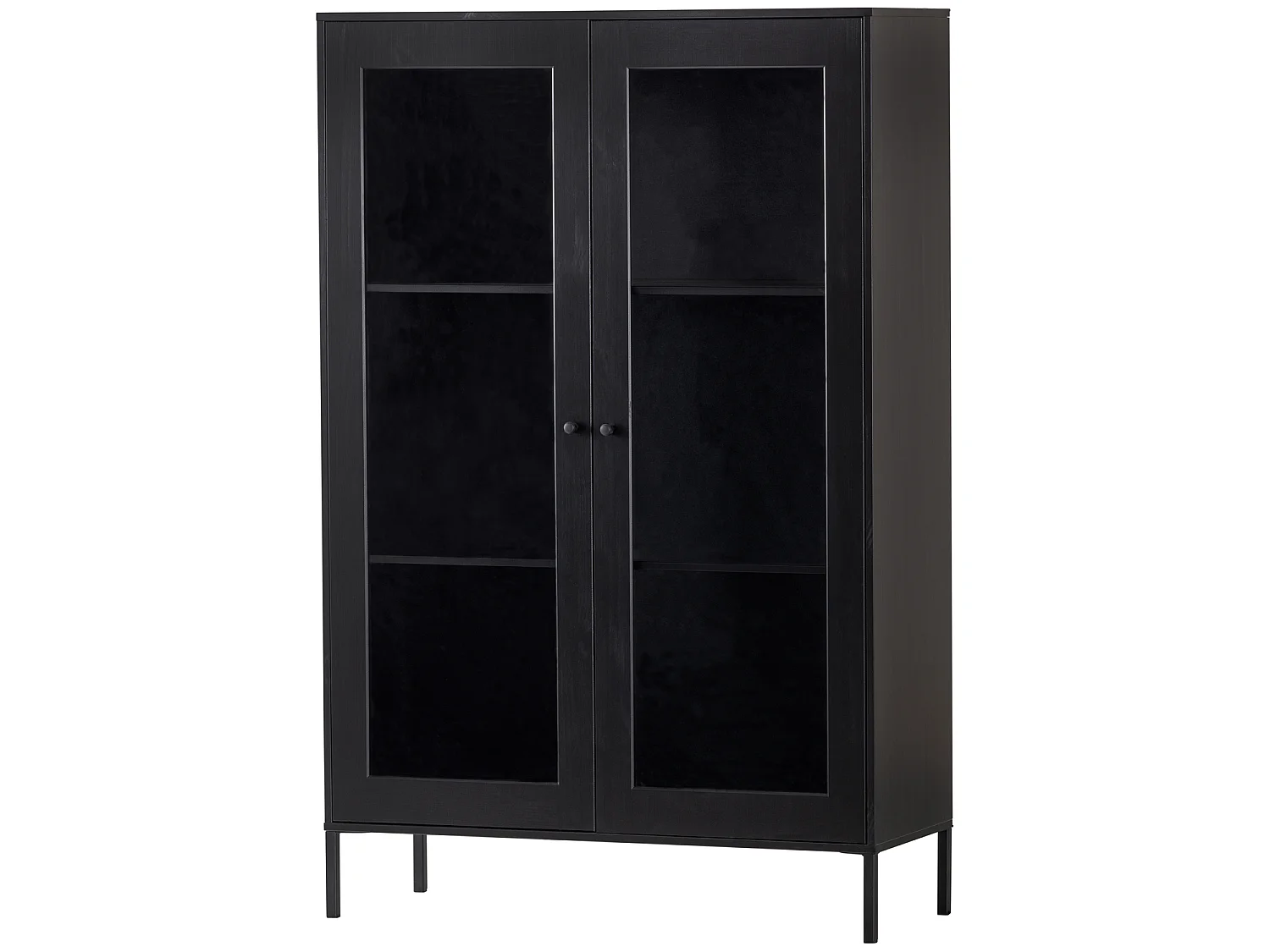 Vitrine basse 2 portes en pin et verre XAM