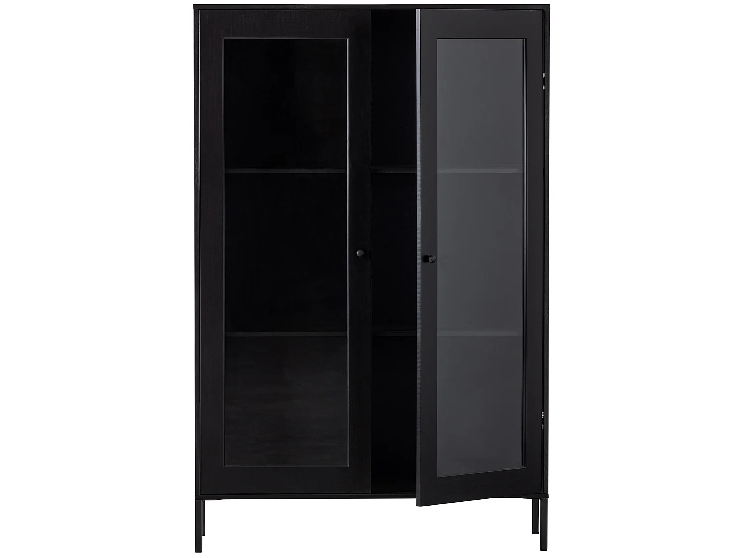 Vitrine basse 2 portes en pin et verre XAM