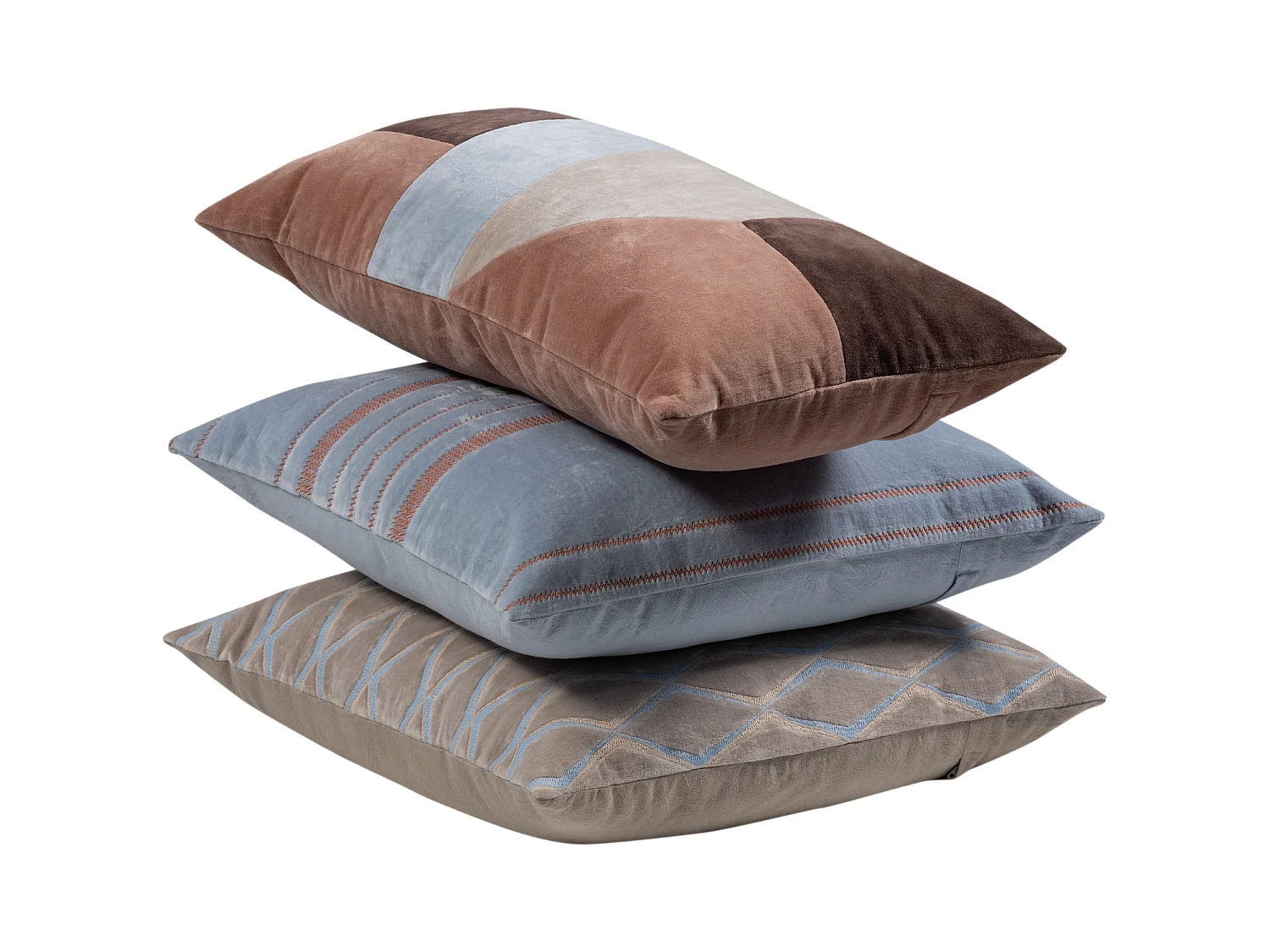 Lot de 3 coussins en velours LAON