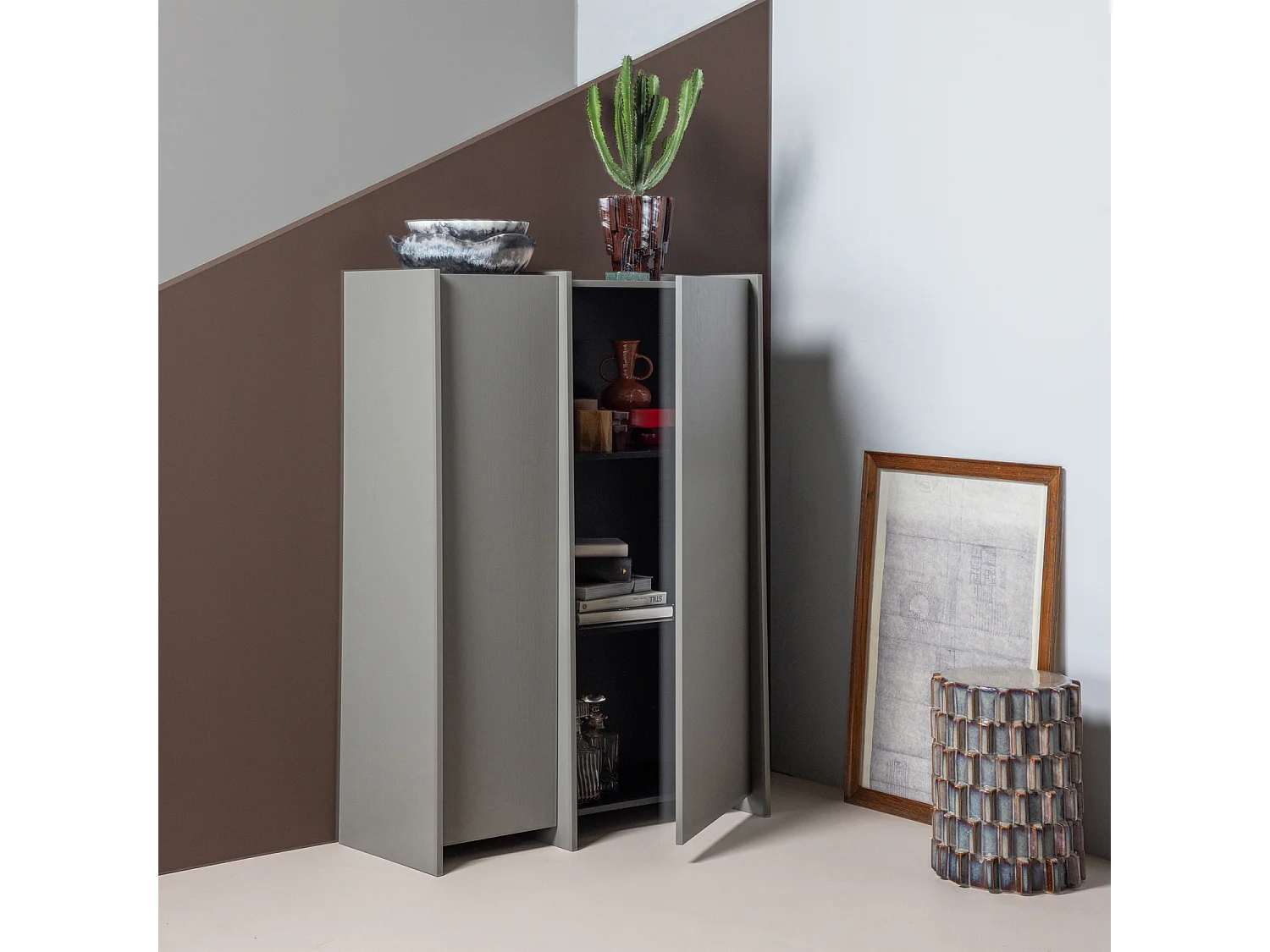 Armoire 2 portes en placage frêne BROCK