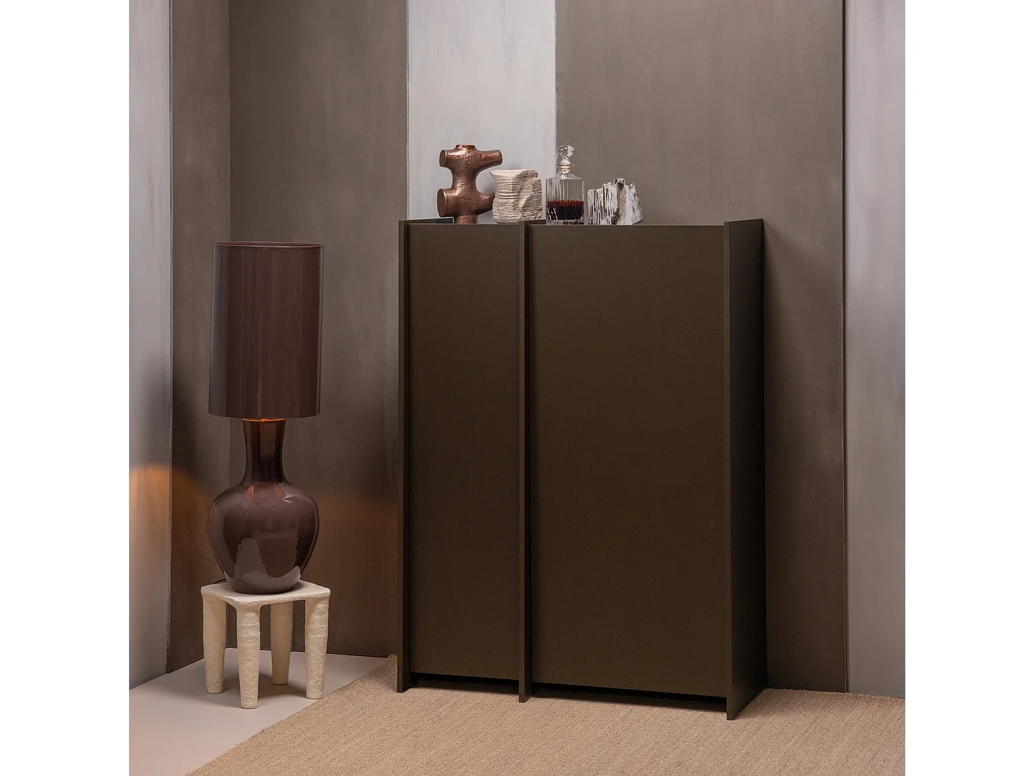 Armoire 2 portes en placage frêne BROCK