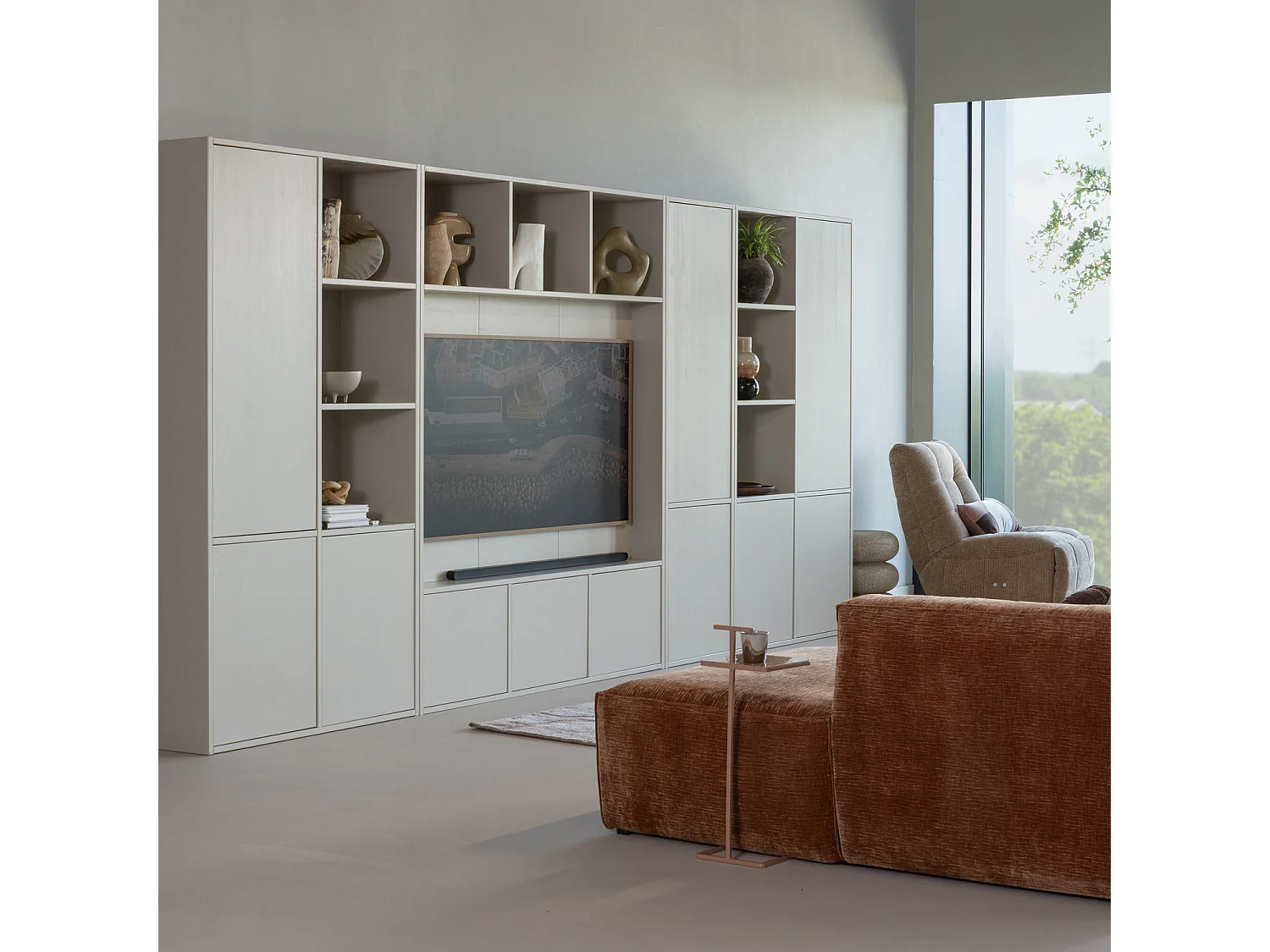 Armoire de rangement 3 portes droite en pin MEGGY