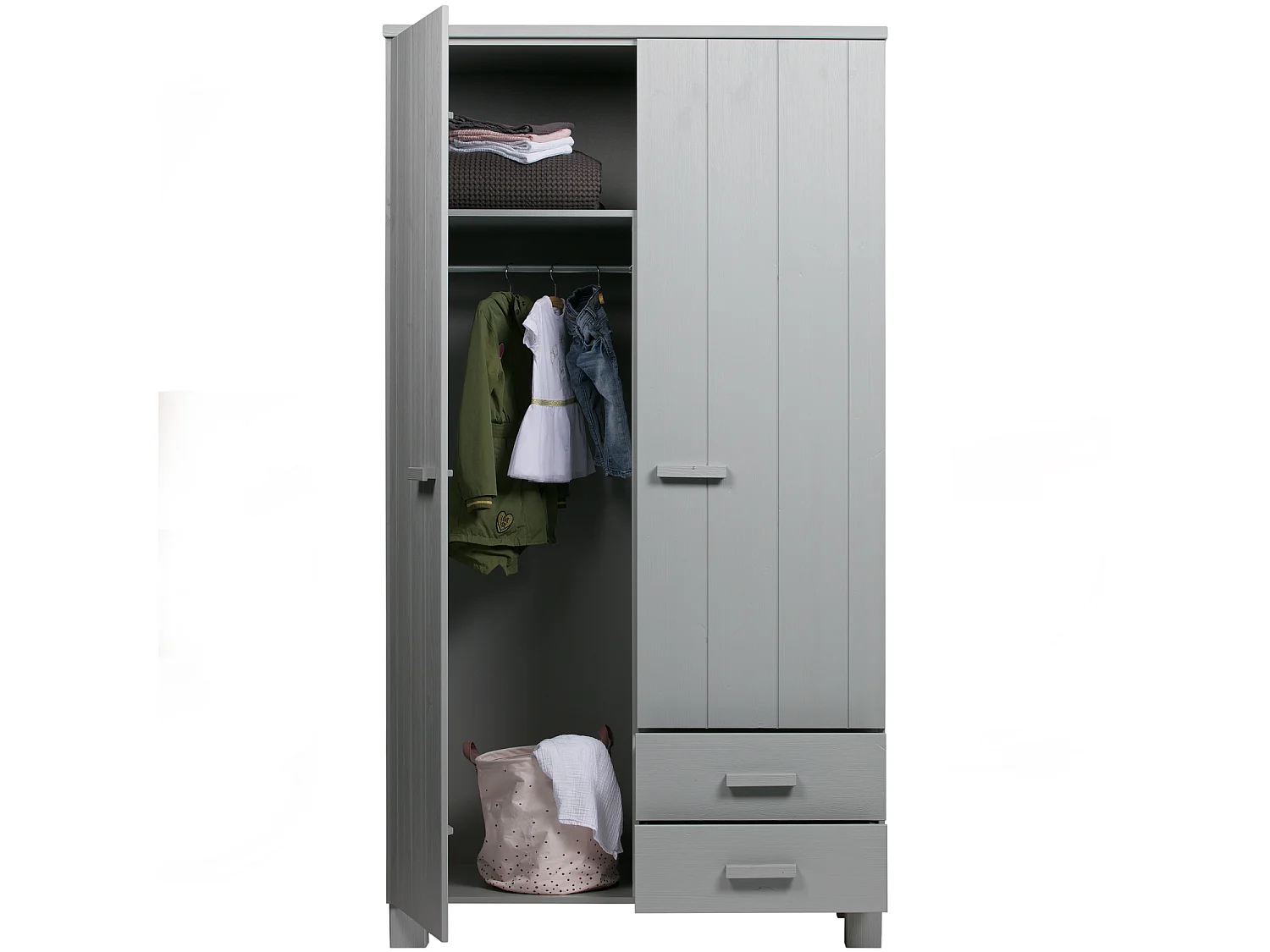 Armoire 2 portes et 2 tiroirs en pin DENNIS