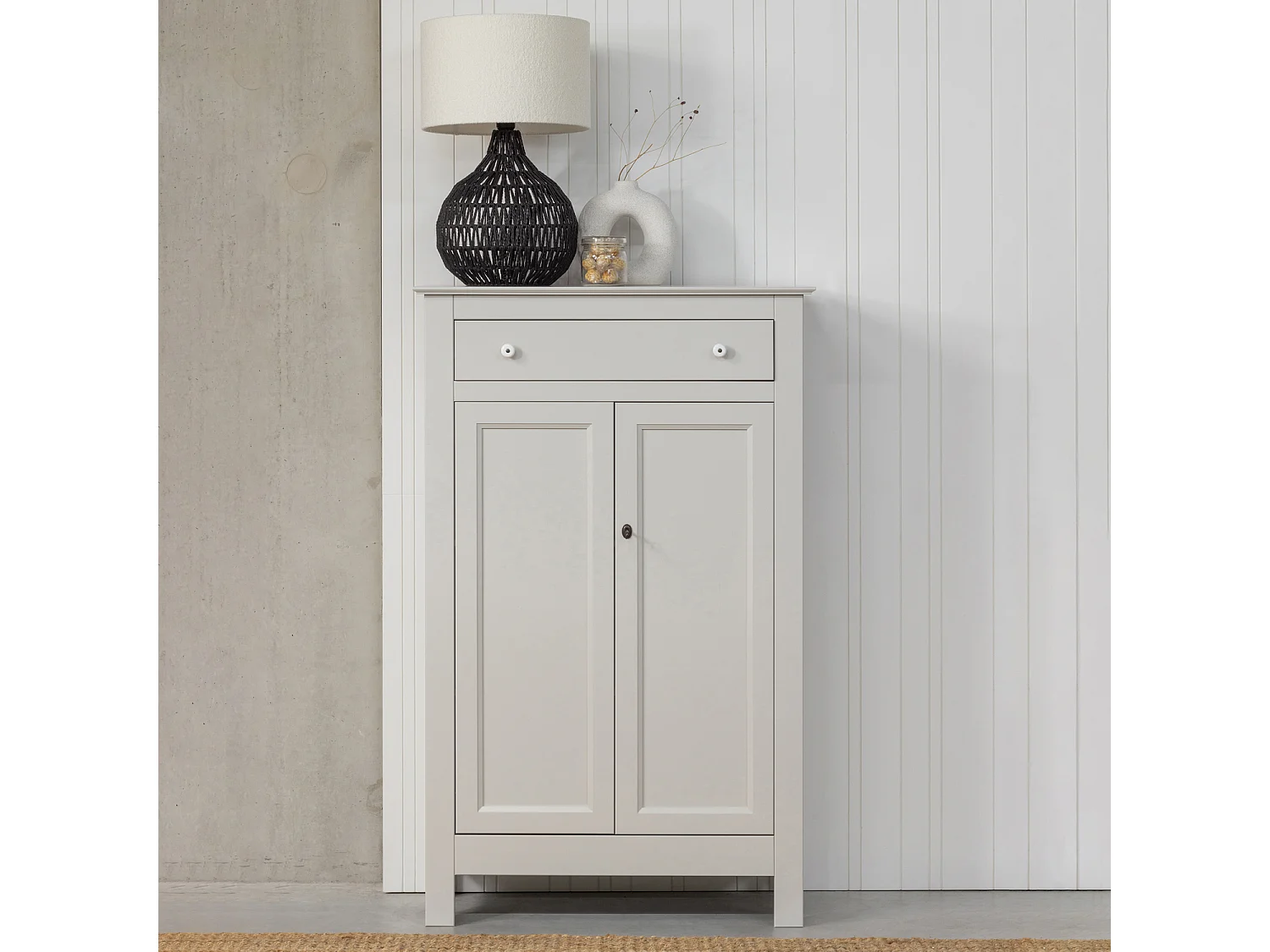 Armoire 2 portes et 1 tiroirs en pin EVA