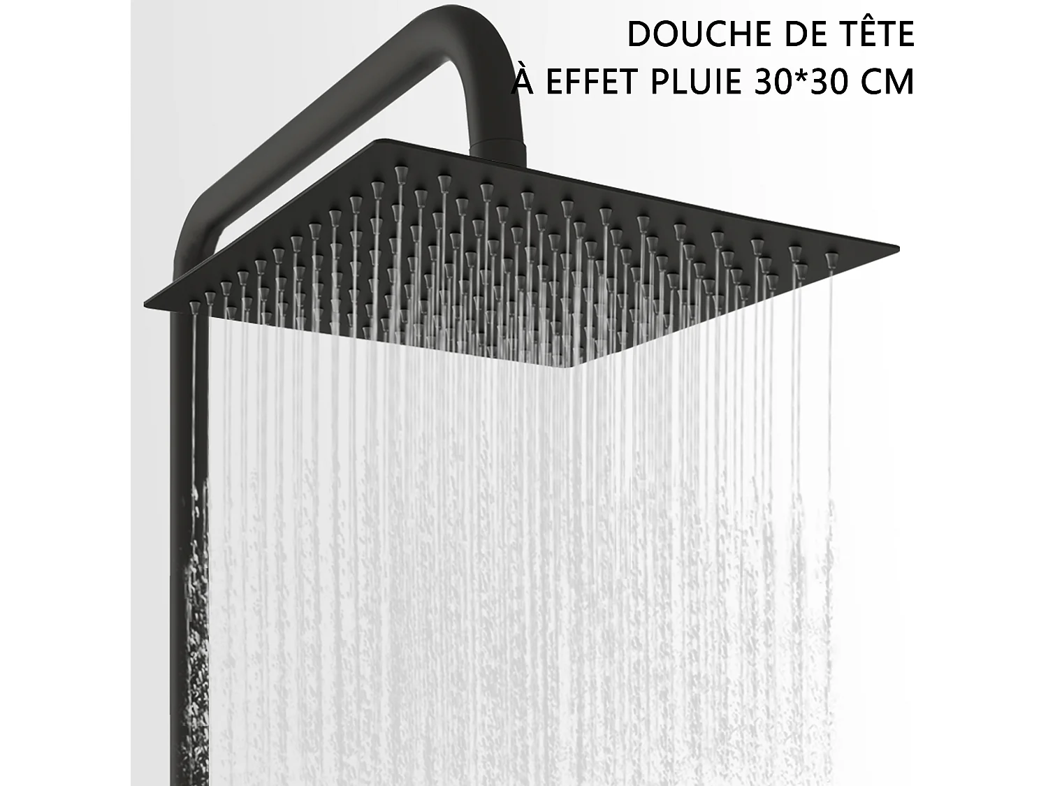 Colonne de douche thermostatique 300mm, kit de douche carré noir AICA