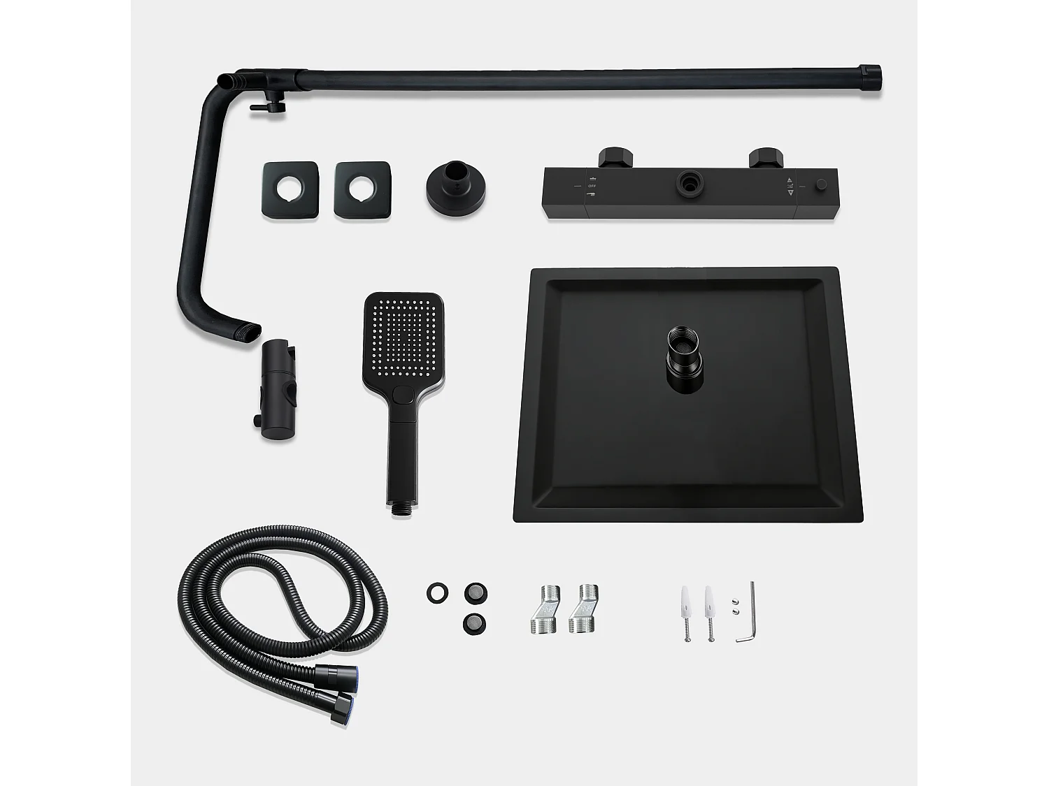 Colonne de douche thermostatique 300mm, kit de douche carré noir AICA