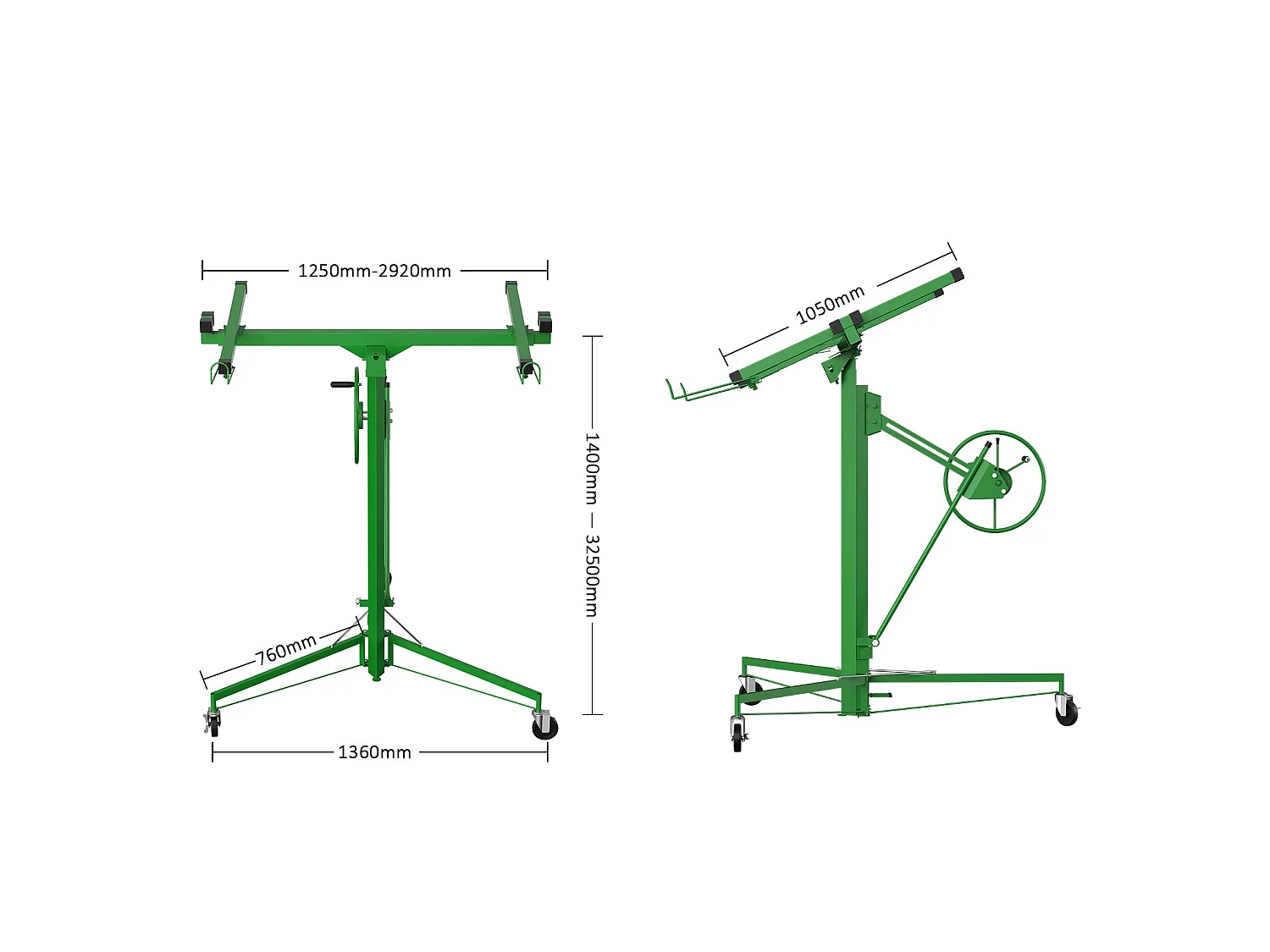 Lève-plaques XXL - Capacité 68kg, Hauteur Réglable 140-325cm