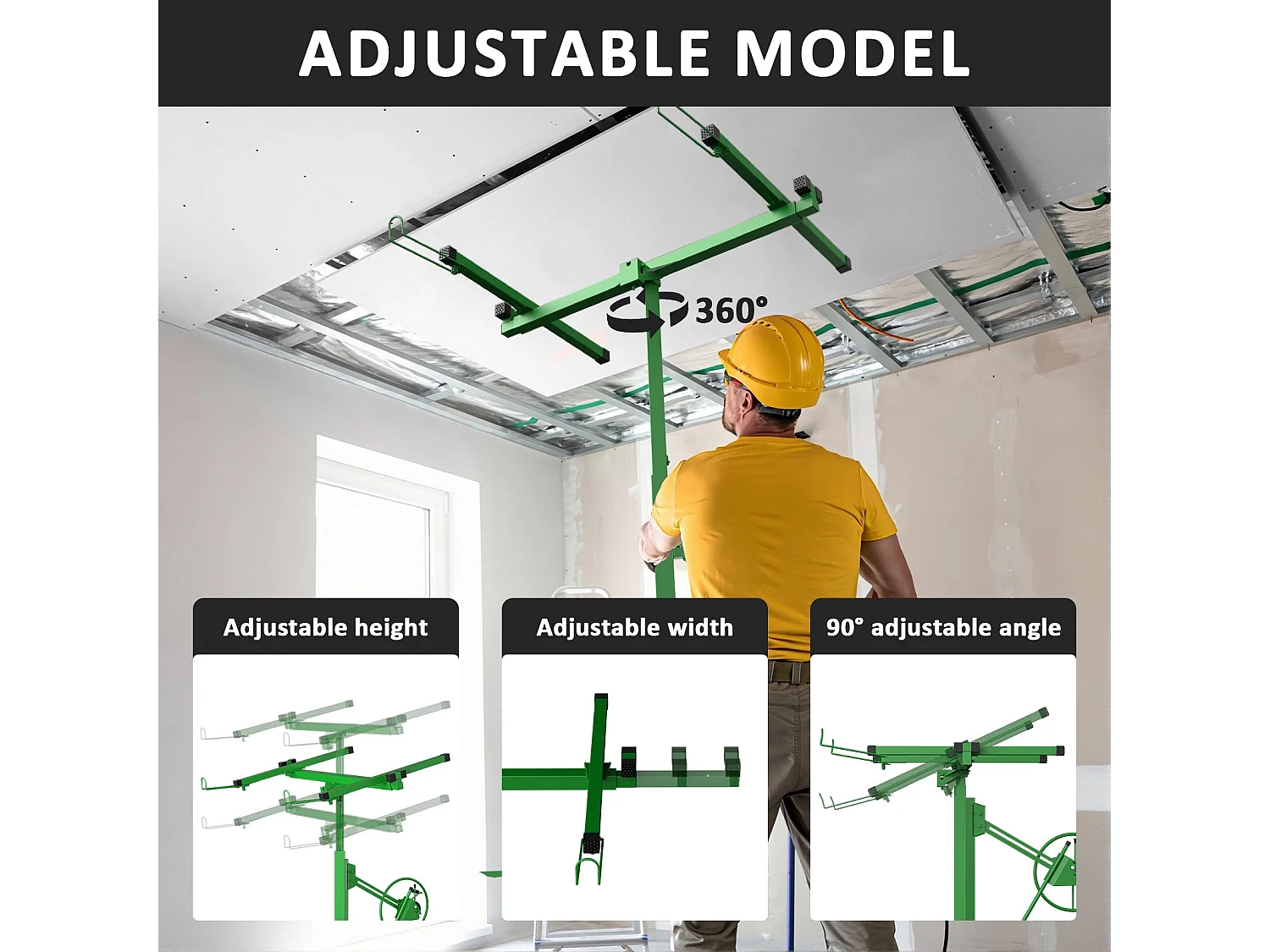 Lève-plaques XXL - Capacité 68kg, Hauteur Réglable 140-325cm