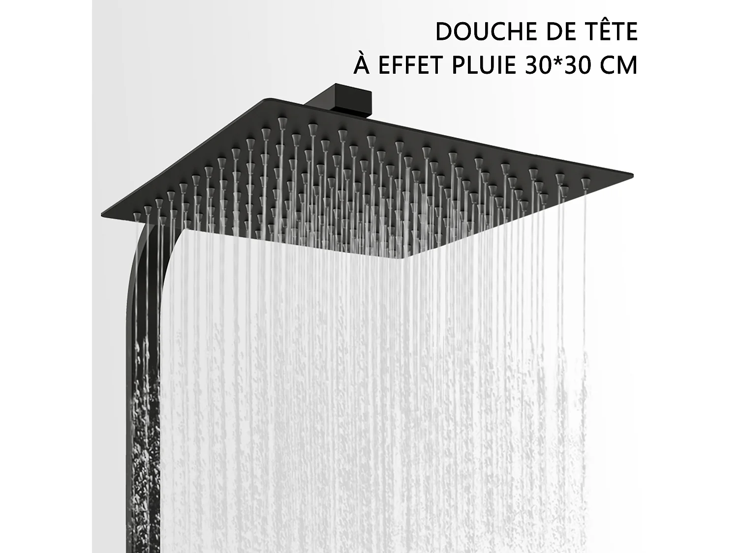 Colonne de douche thermostatique 300mm, kit carré noir AICA