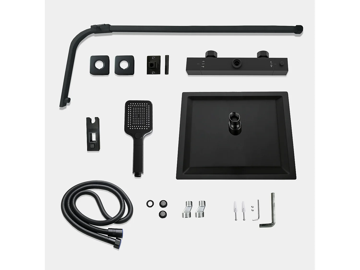Colonne de douche thermostatique 300mm, kit carré noir AICA