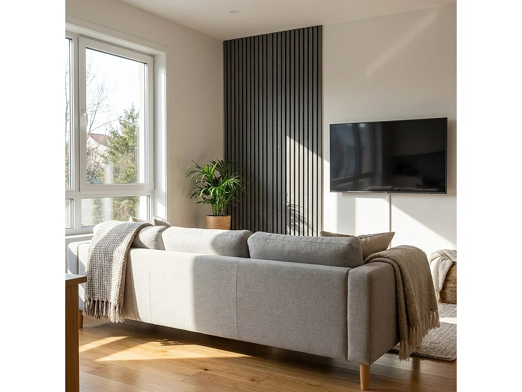 Panneaux muraux acoustiques MDF - Lot 2 x (240 x 60 ) ép.21mm- Fini chêne gris - NRC 0,7