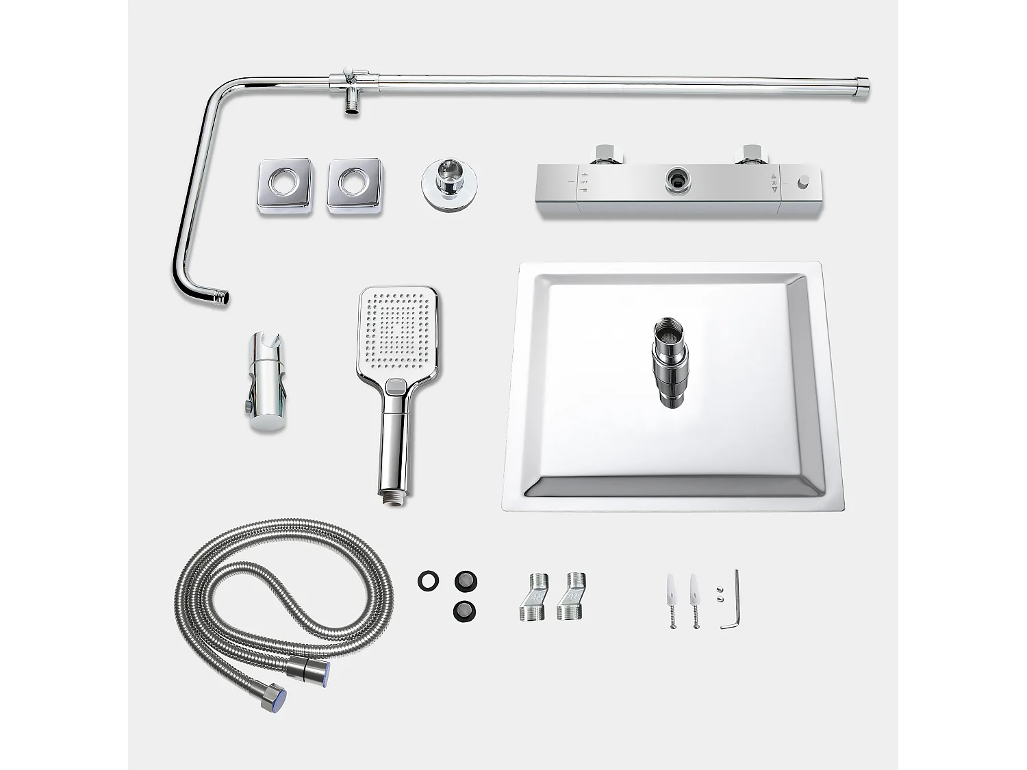 Colonne de douche thermostatique 300mm, kit de douche carré chrome AICA