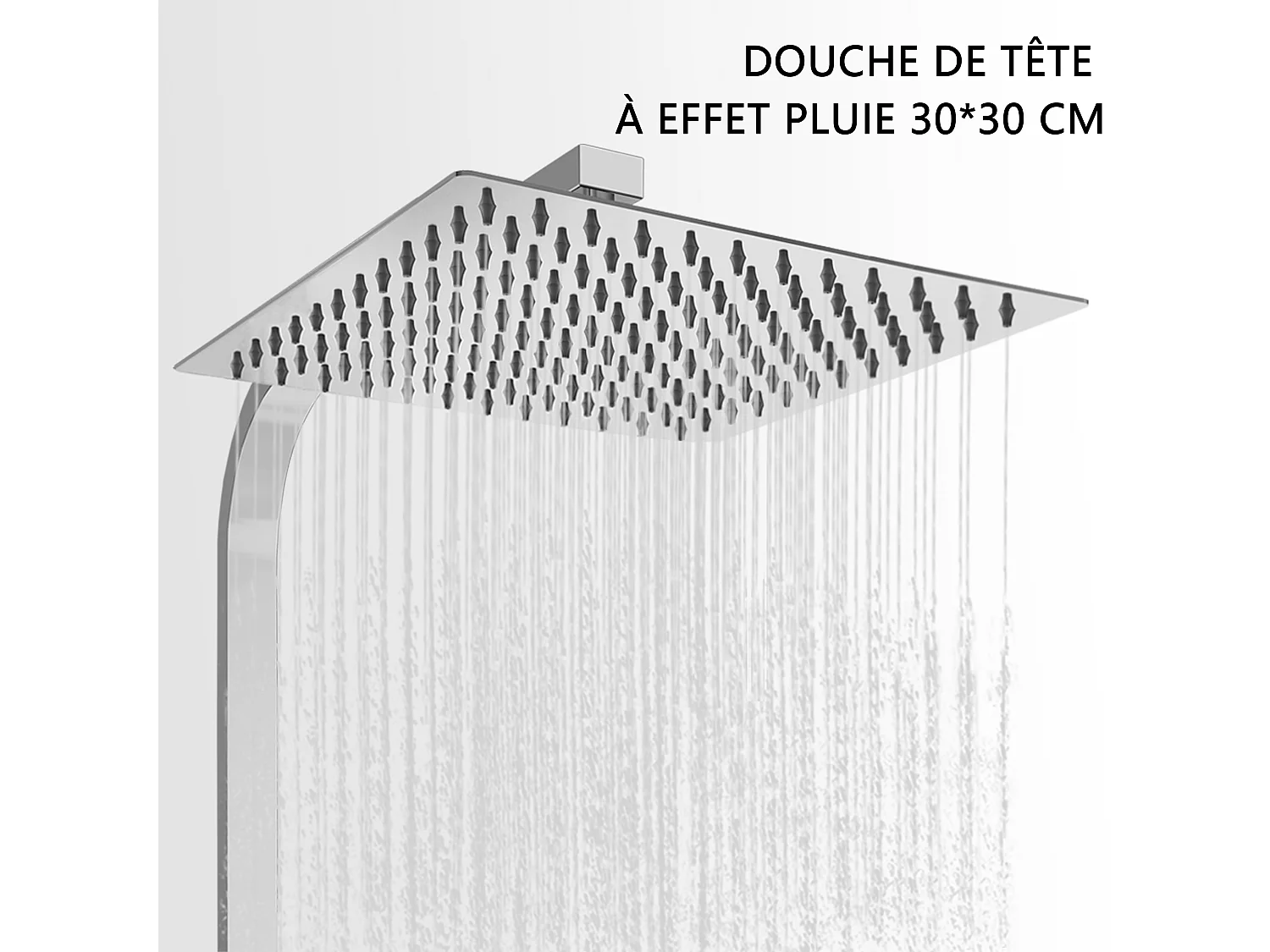 Colonne de douche thermostatique 300mm, kit carré chrome AICA