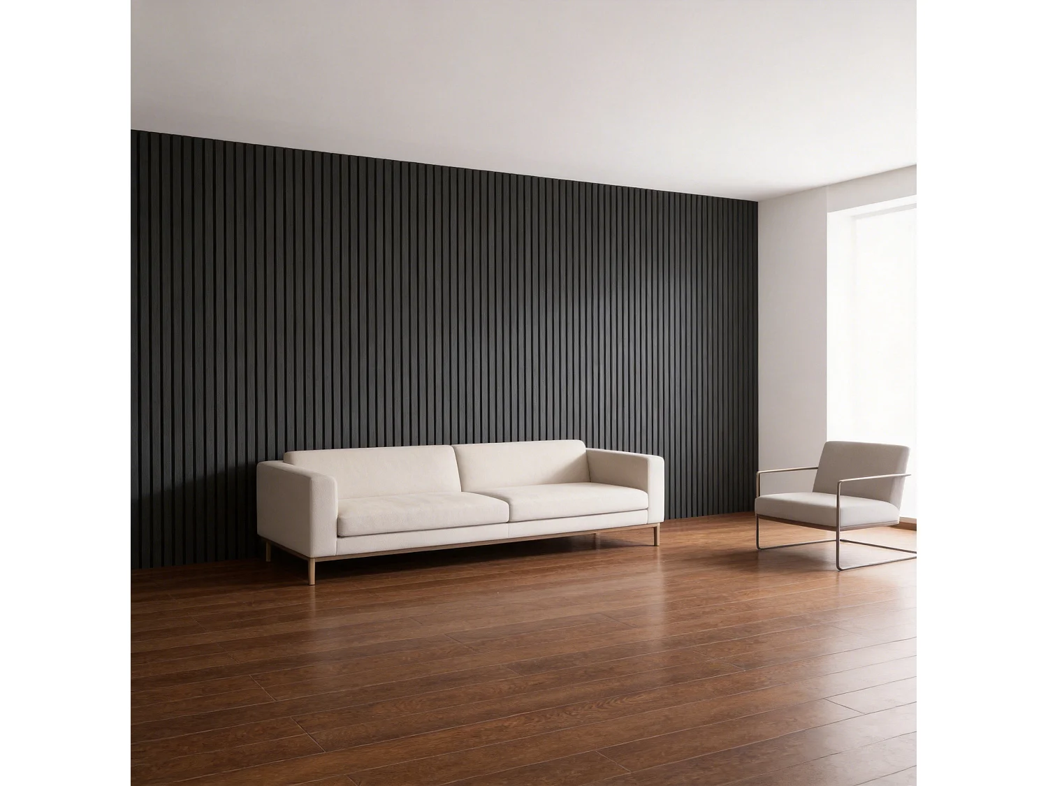 Panneaux muraux acoustiques MDF - Lot 3 x (260 x 30 ) ép.21mm- Fini chêne gris - NRC 0,7