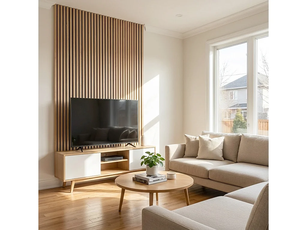 Panneaux muraux acoustiques MDF - Lot 2 x (260 x 30 ) ép.21mm- Fini chêne foncé - NRC 0,7