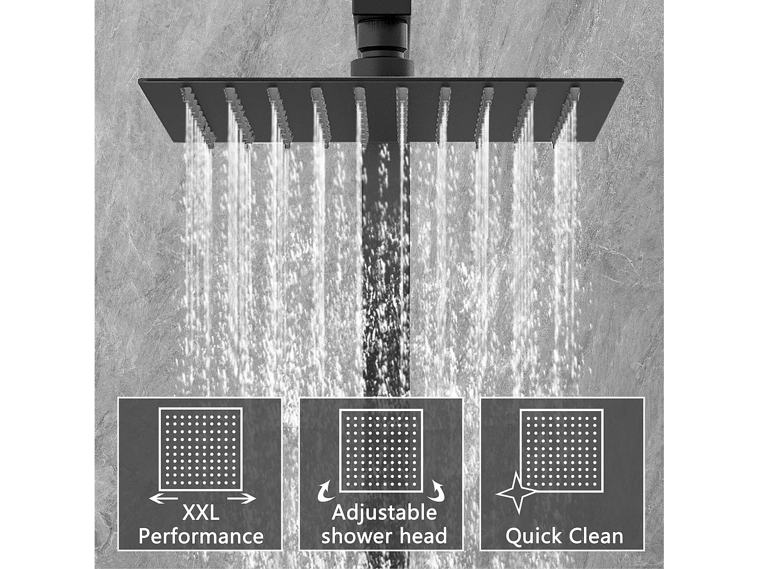 Colonne de douche thermostatique 200mm, kit carré noir AICA