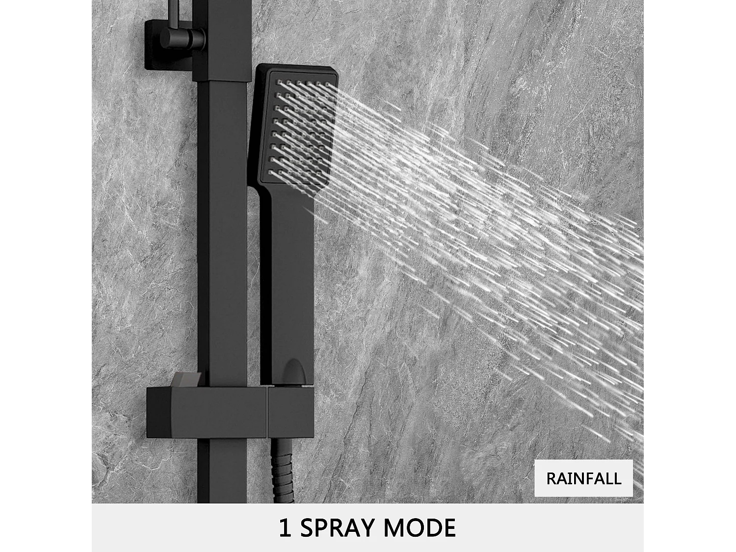 Colonne de douche thermostatique 200mm, kit carré noir AICA