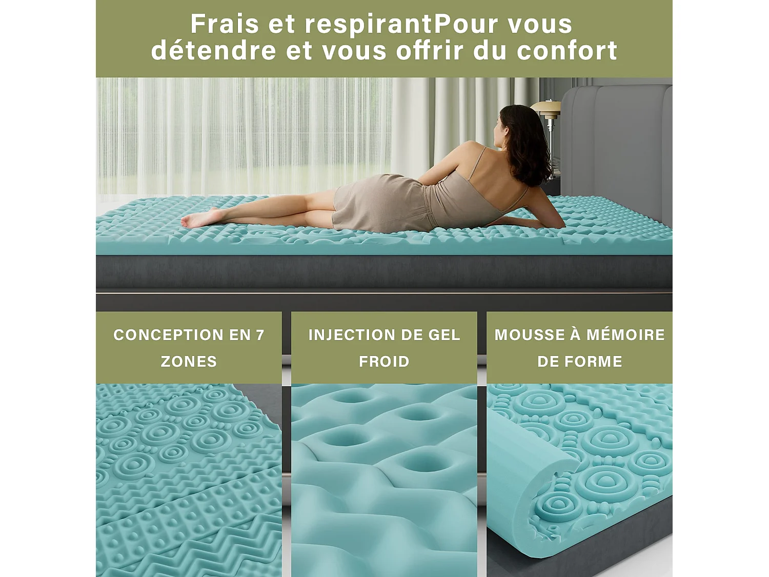 80 x 190 cm | Épaisseur 21 cm | Matelas en Mousse à Mémoire de Forme Adulte