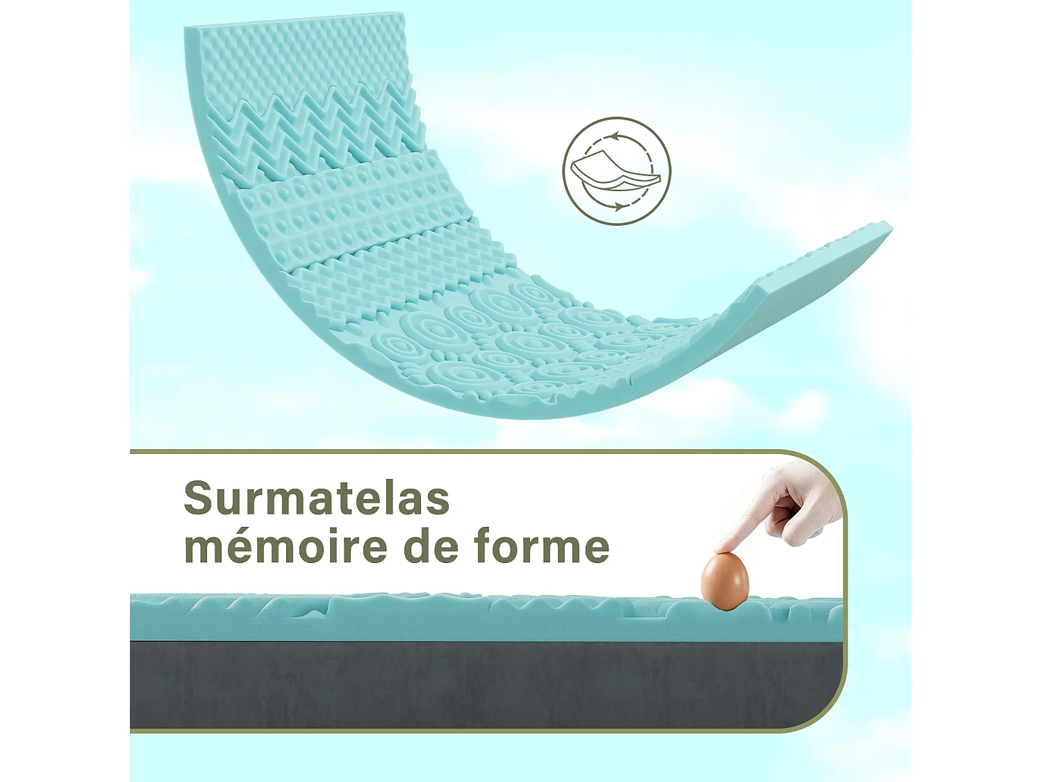 80 x 190 cm | Épaisseur 21 cm | Matelas en Mousse à Mémoire de Forme Adulte