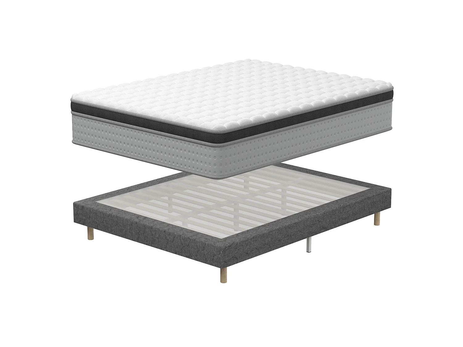 Matras + boxspring set 160x200 cm, memoryschuim, matrasdikte 25 cm