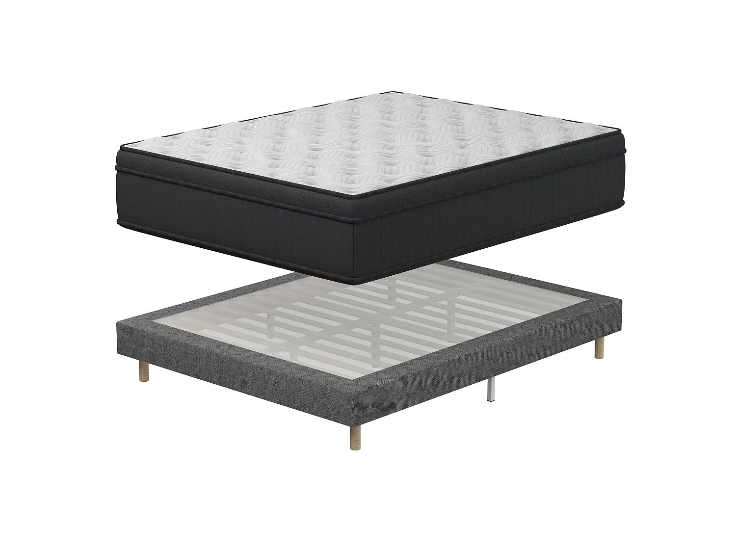 Set van matras en lattenbodem 140x190 cm, traagschuim, dikte van de matras 25 cm