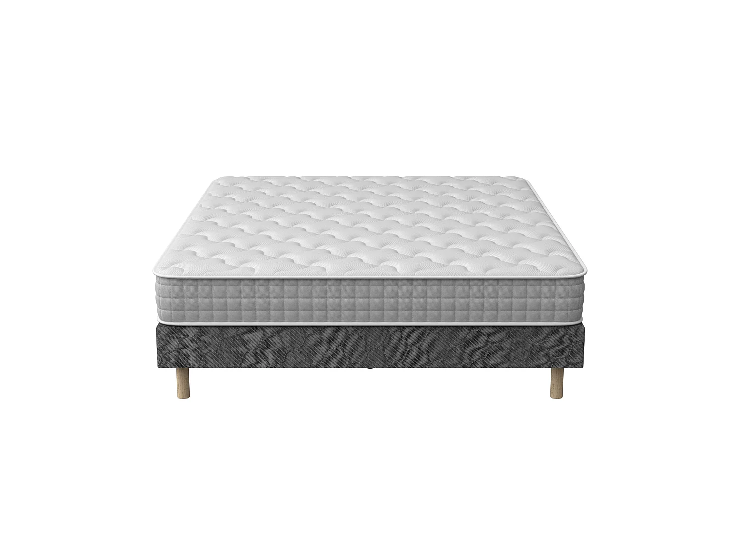 Ensemble sommier 180x200 + matelas à ressorts ensachés 20cm, 9 pieds inclus