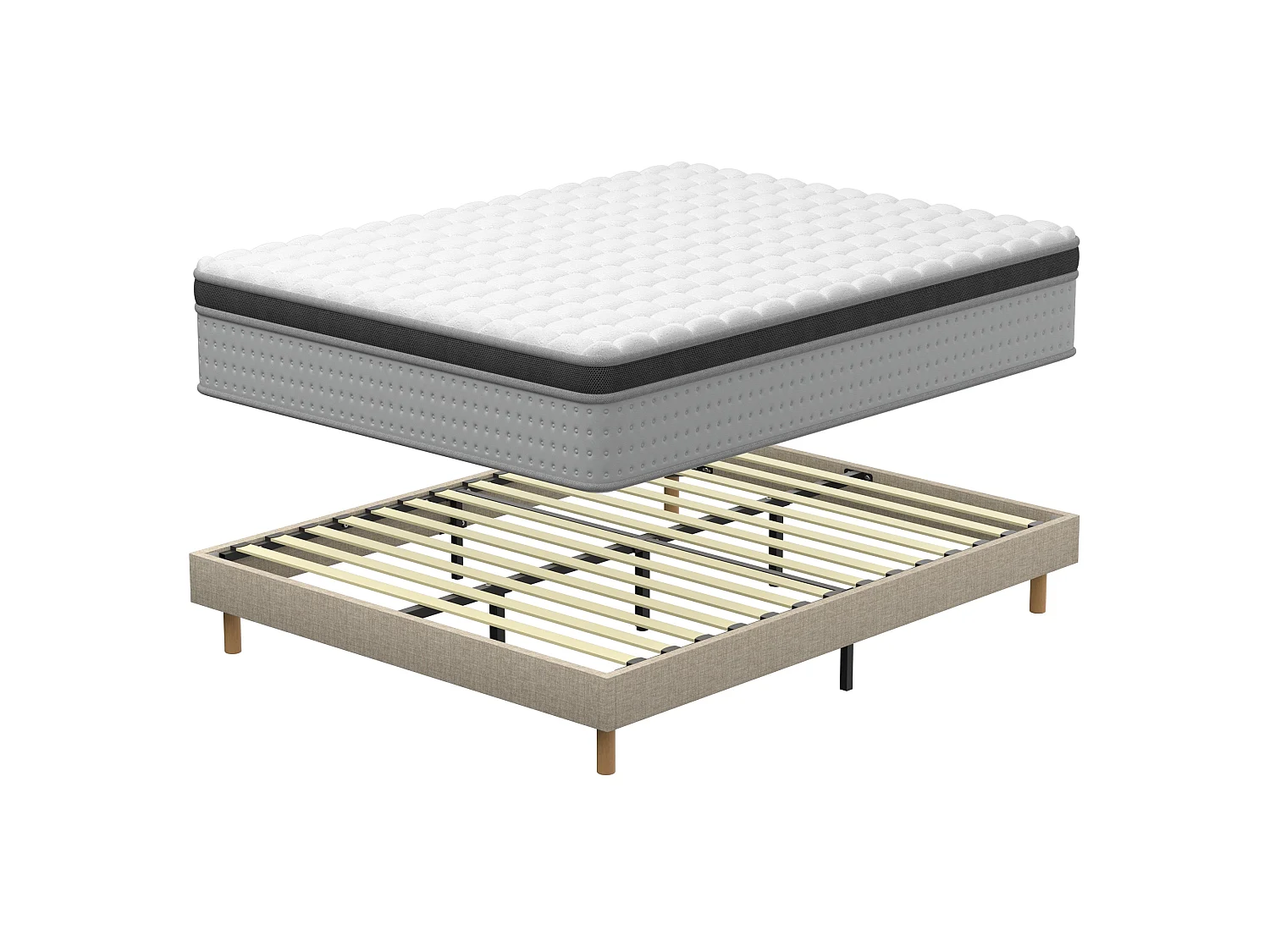 Set van matras en lattenbodem 160 x 200 cm, traagschuim, matrasdikte 25 cm