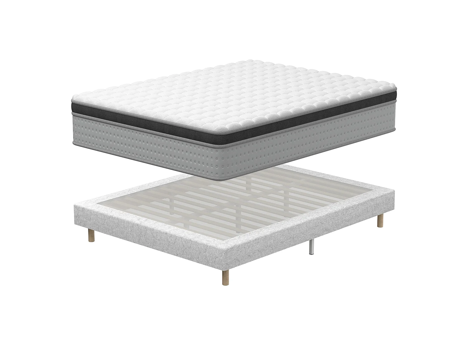 Set van matras en lattenbodem 160 x 200 cm, traagschuim, matrasdikte 25 cm