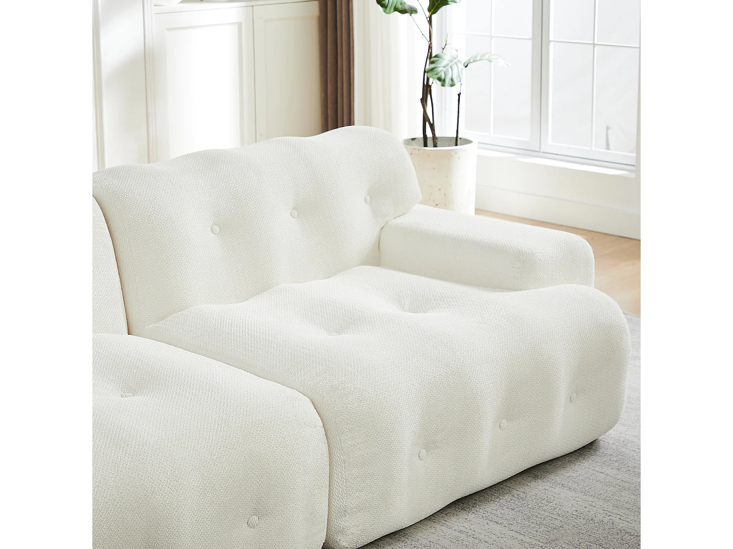 2-zitsbank met brede armleuningen, modern design, chenille, beige