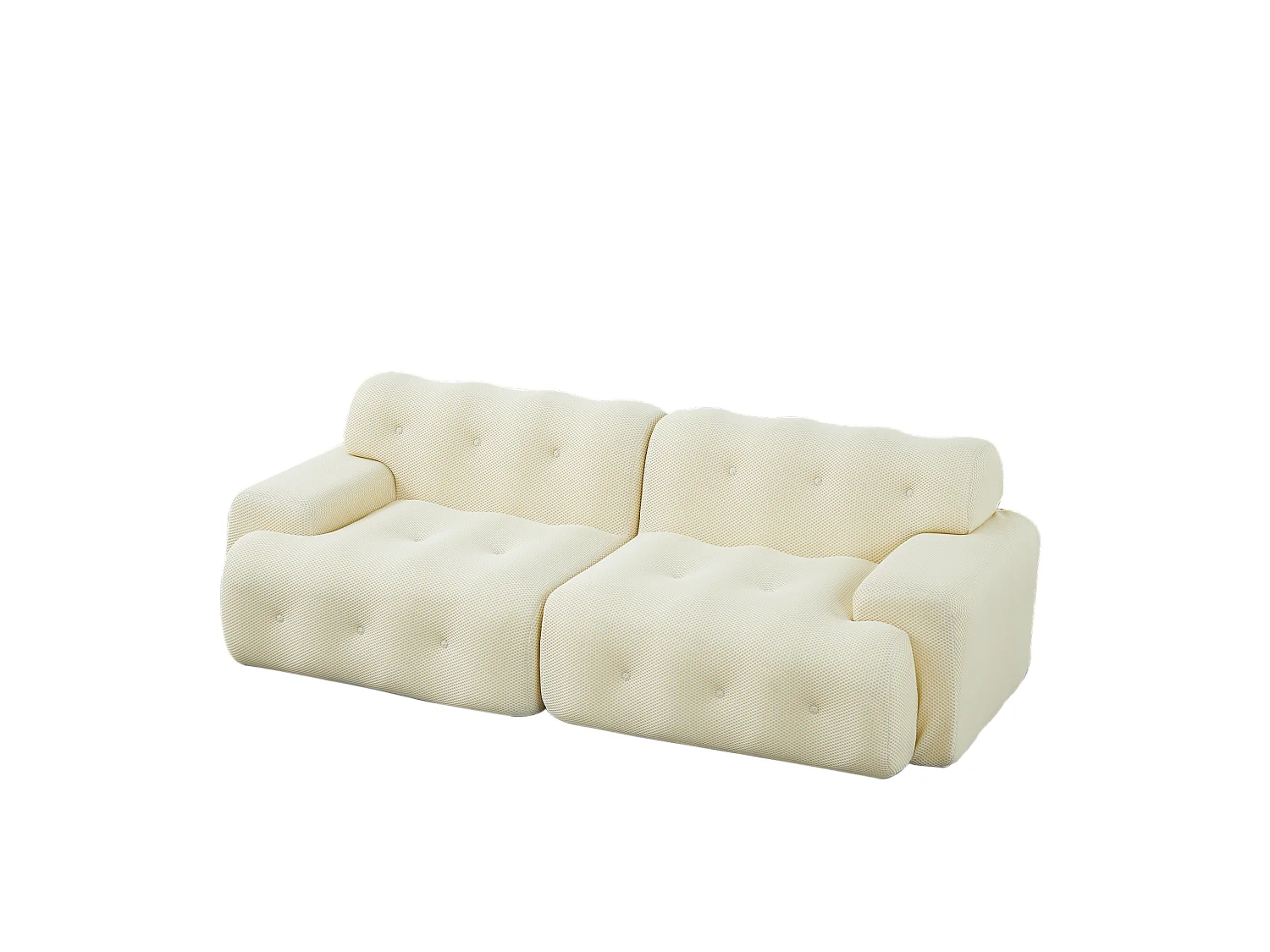 2-zits rechte bank met brede armleuning, modern design, stof, beige