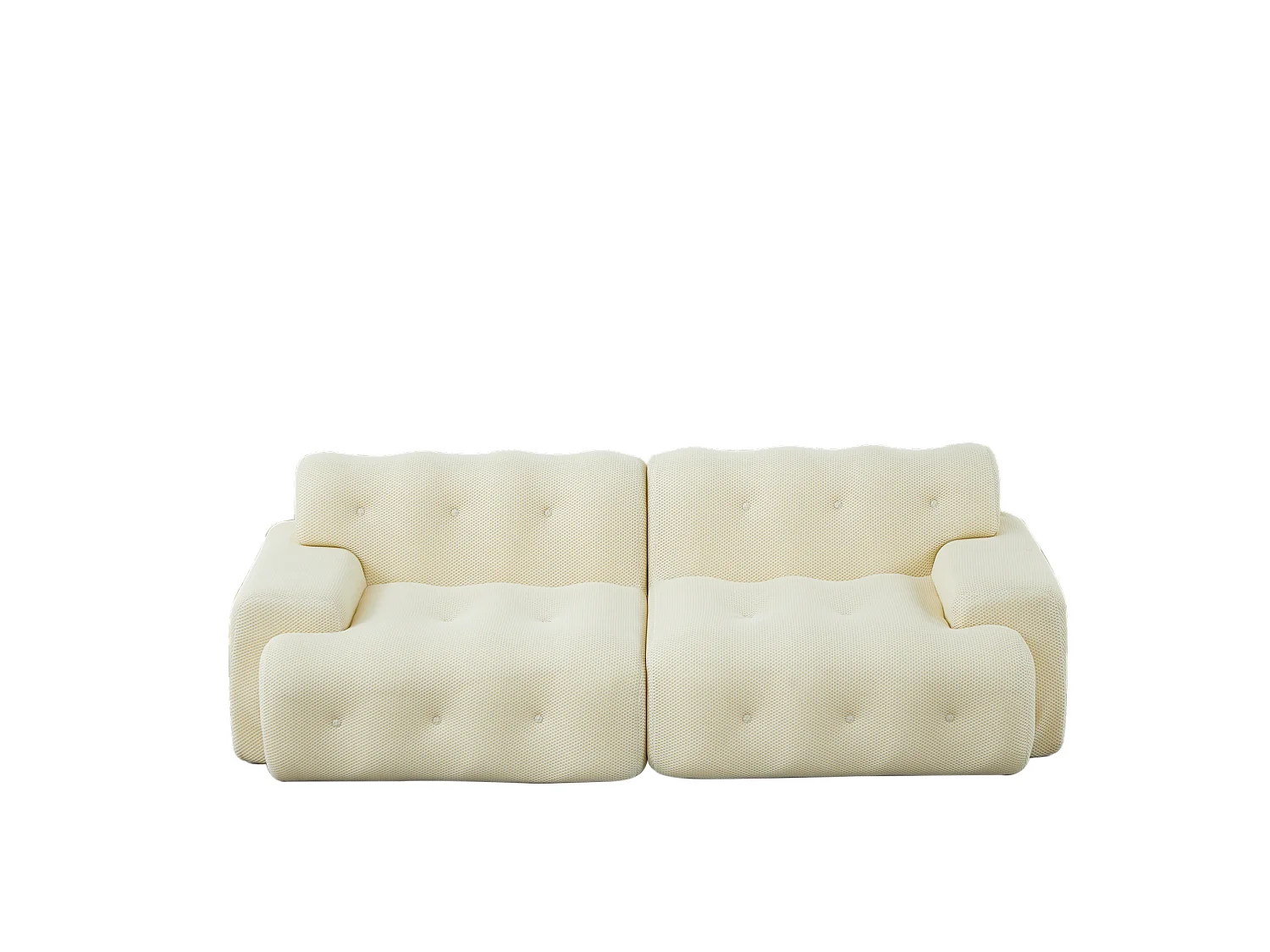 2-zits rechte bank met brede armleuning, modern design, stof, beige