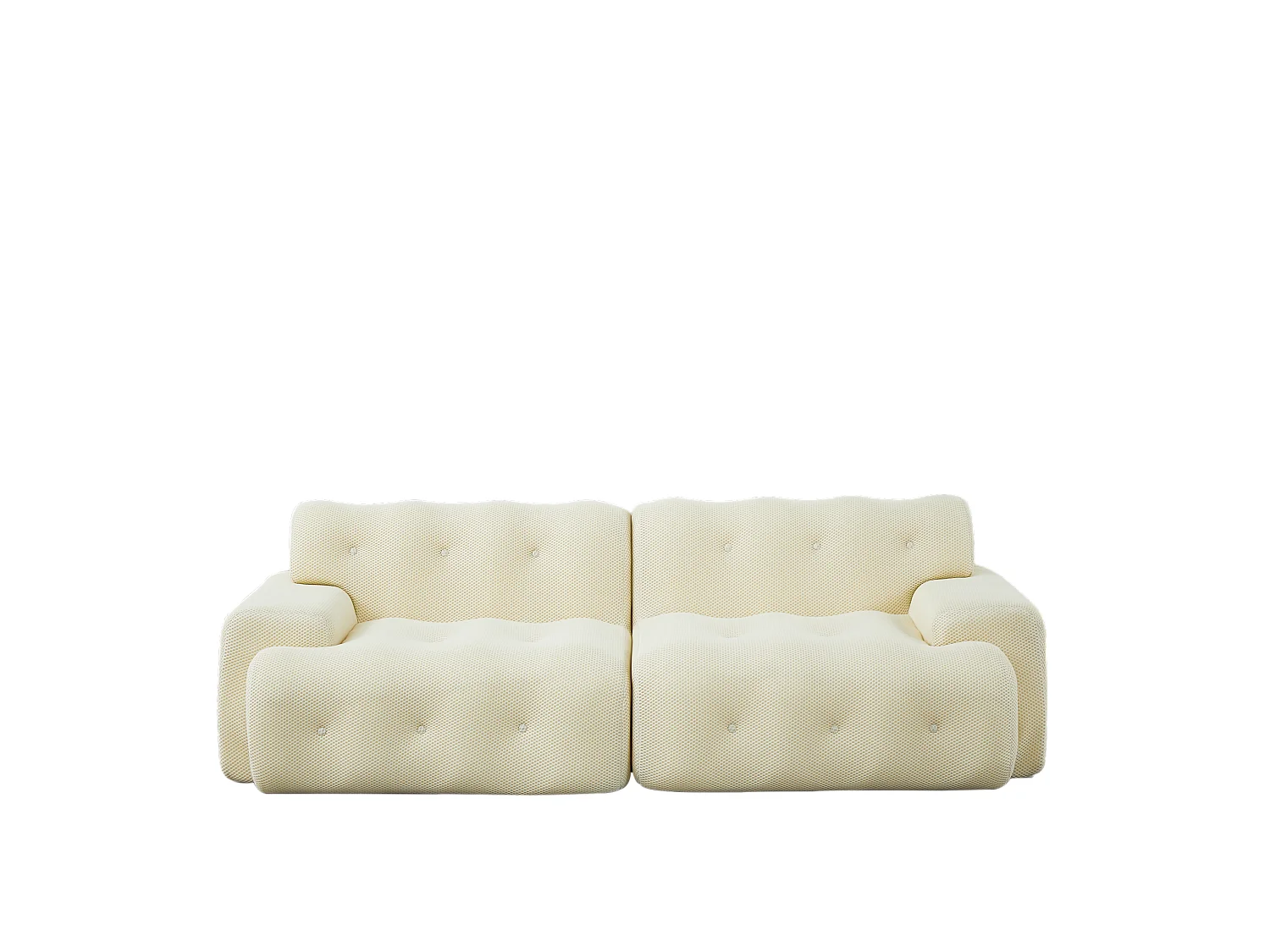 2-zits rechte bank met brede armleuning, modern design, stof, beige