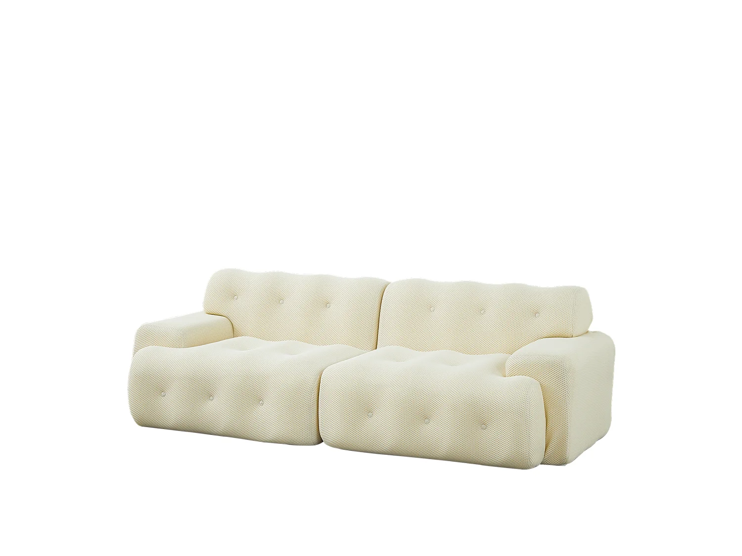 2-zits rechte bank met brede armleuning, modern design, stof, beige