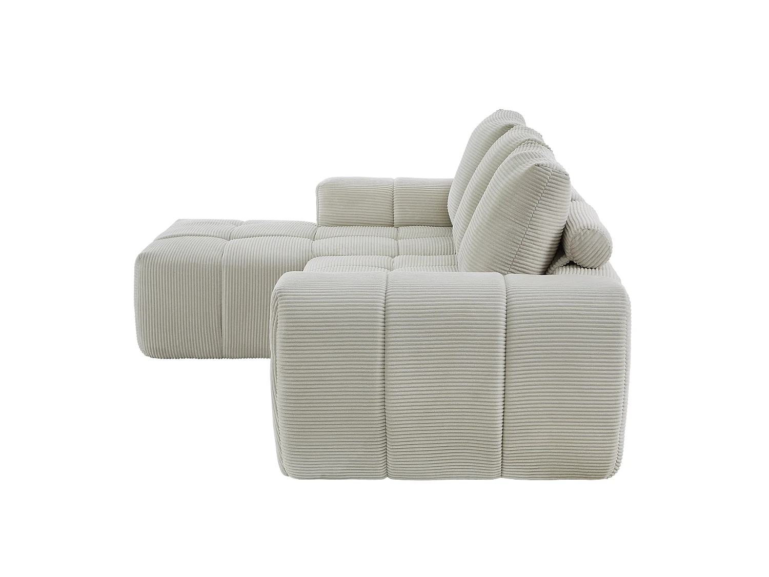 4-osobowa sofa narożna z wyjmowanymi poduszkami, ze sztruksu, beżowa