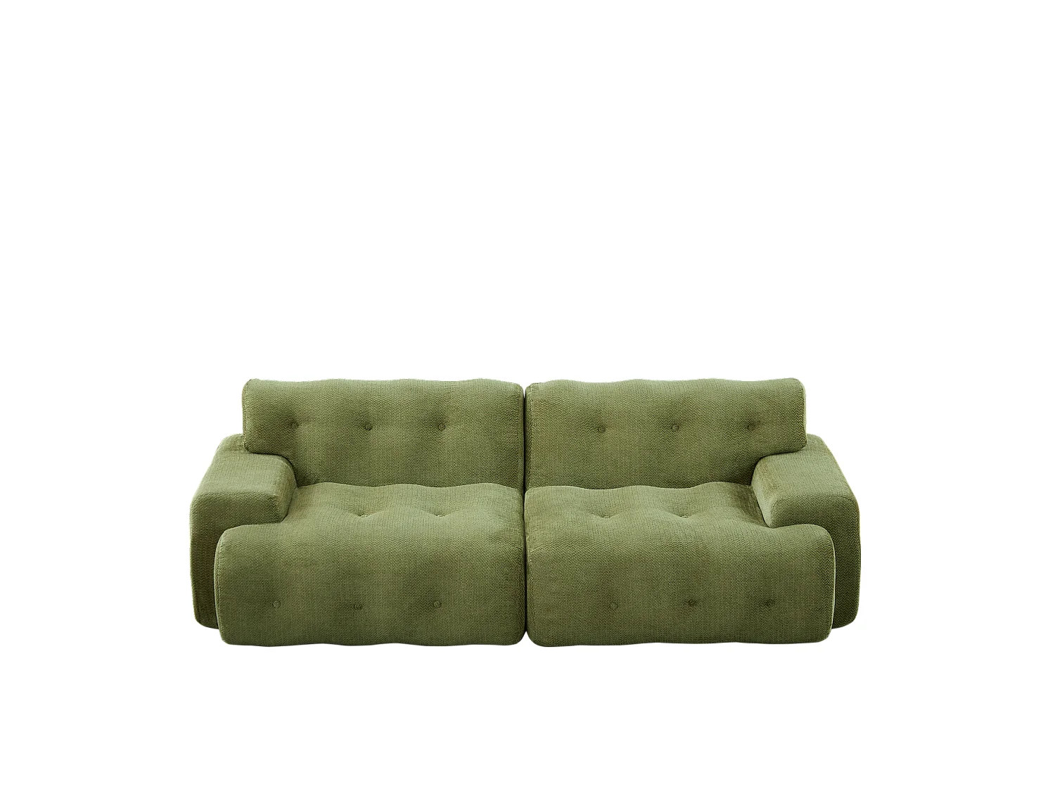 2-zits rechte bank met brede armleuningen, modern design, chenille stof, groen