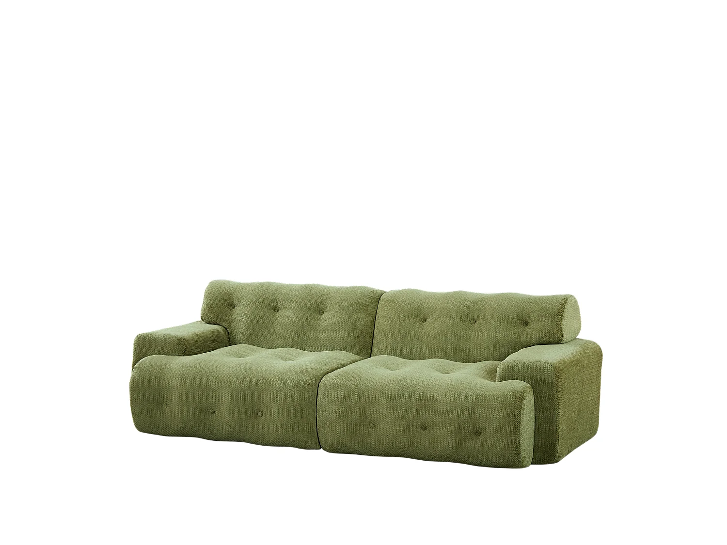 2-zits rechte bank met brede armleuningen, modern design, chenille stof, groen