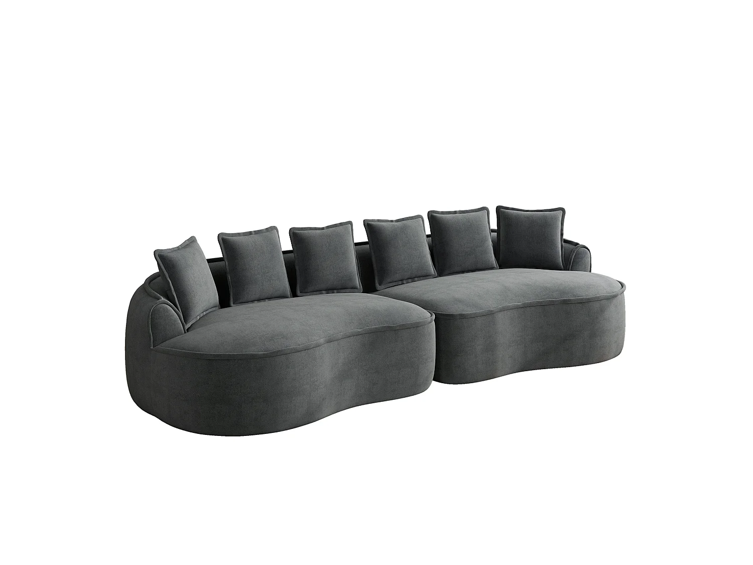 Canapé modulable 4 places avec coussins de dossier, sans montage, en chenille, gris, 320x114x67 cm