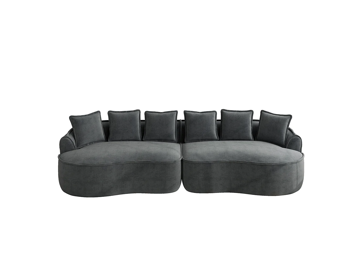 Canapé modulable 4 places avec coussins de dossier, sans montage, en chenille, gris, 320x114x67 cm