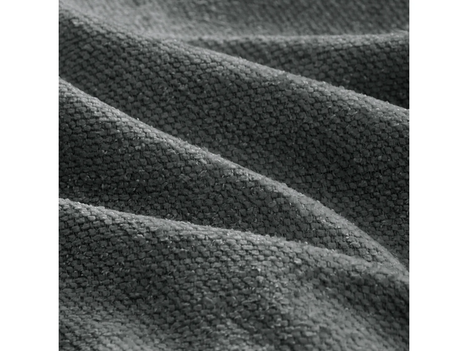 Canapé d'angle 3 places avec coussins de dossier et assise profonde, en chenille, gris, angle à gauche, 252x164x67 cm