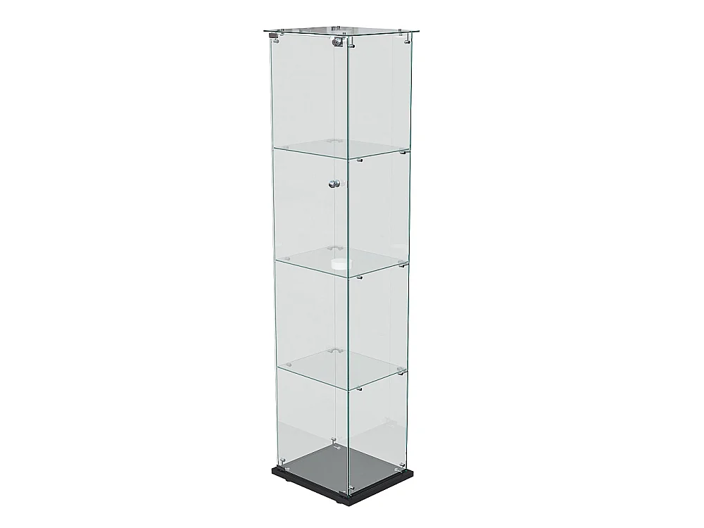 Armoire d'affichage moderne - 4 couches 1 porte - avec éclairage - Verre trempé - Pat Light - Noir