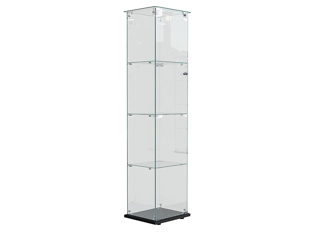 Armoire d'affichage moderne - 4 couches 1 porte - avec éclairage - Verre trempé - Pat Light - Noir