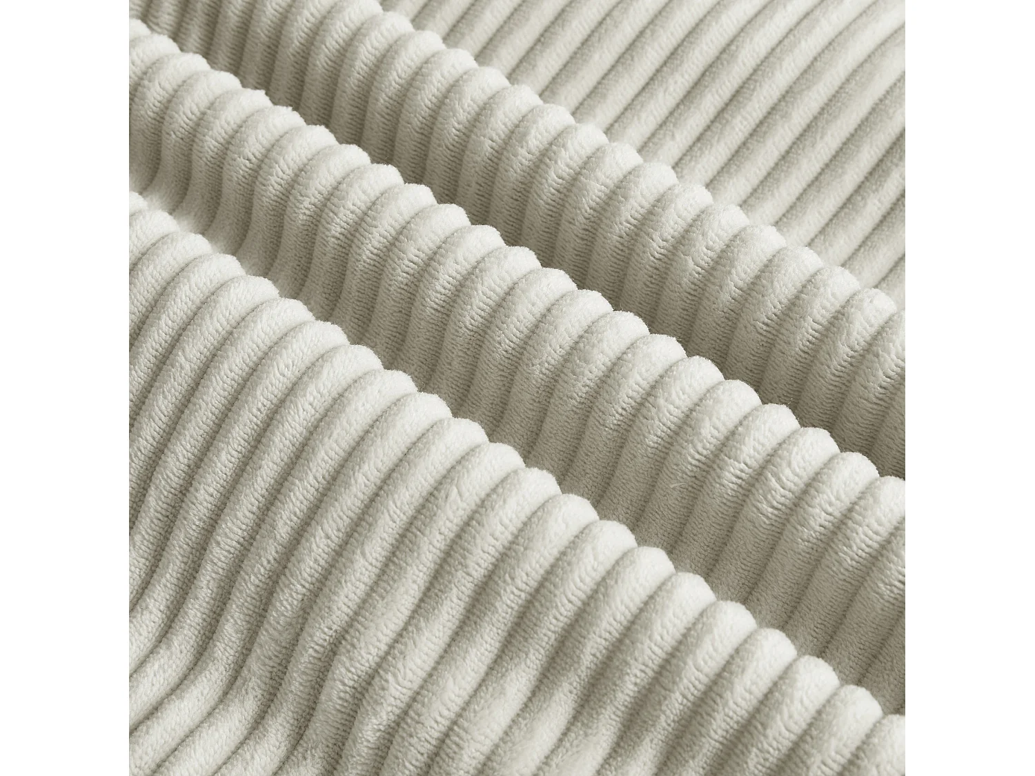 Canapé d'angle 4 places avec coussin d'assise amovible, design segmenté, sans montage, en velours côtelé, beige