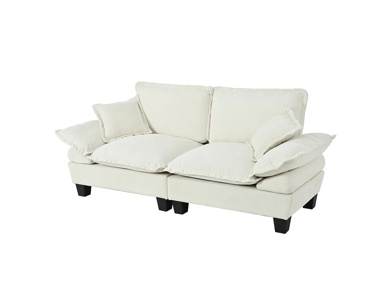 2-zits modulaire bank met gebogen armleuningen, chenille, beige