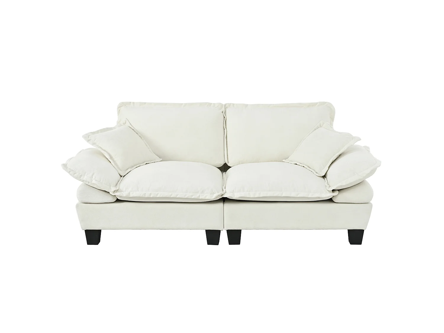 2-zits modulaire bank met gebogen armleuningen, chenille, beige