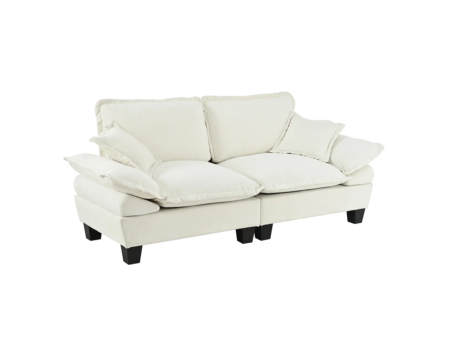 2-zits modulaire bank met gebogen armleuningen, chenille, beige
