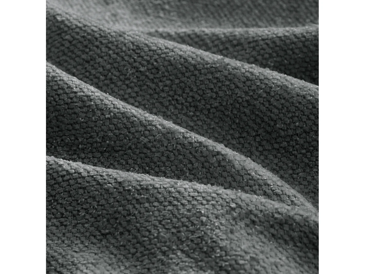 Canapé d'angle 3 places avec coussins de dossier et assise profonde, en chenille, gris, angle à droite, 252x164x67 cm