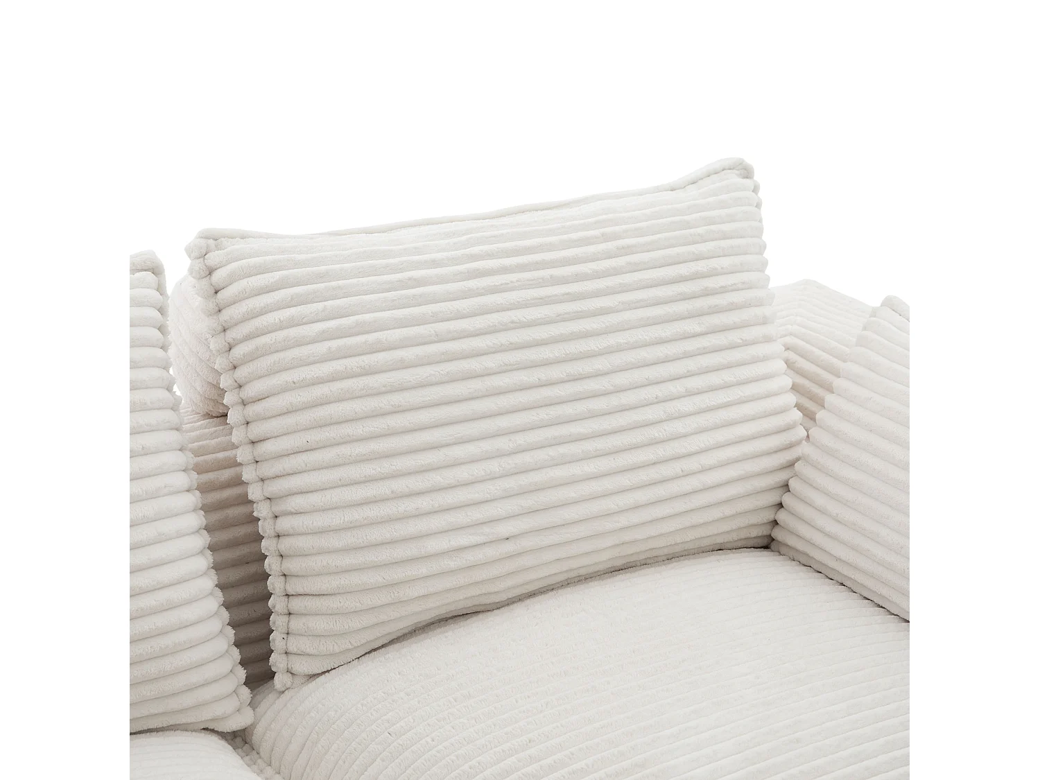 Hoekbank 3-zits met poef, bekerhouder en zijvakken, ribfluweel, beige