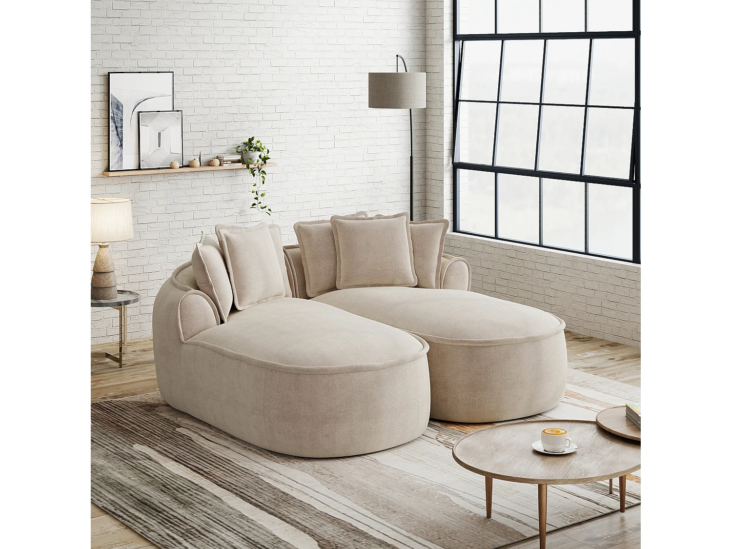 2-osobowa sofa modułowa z poduszkami oparciowymi, szenil, kolor taupe, 184x164x92 cm