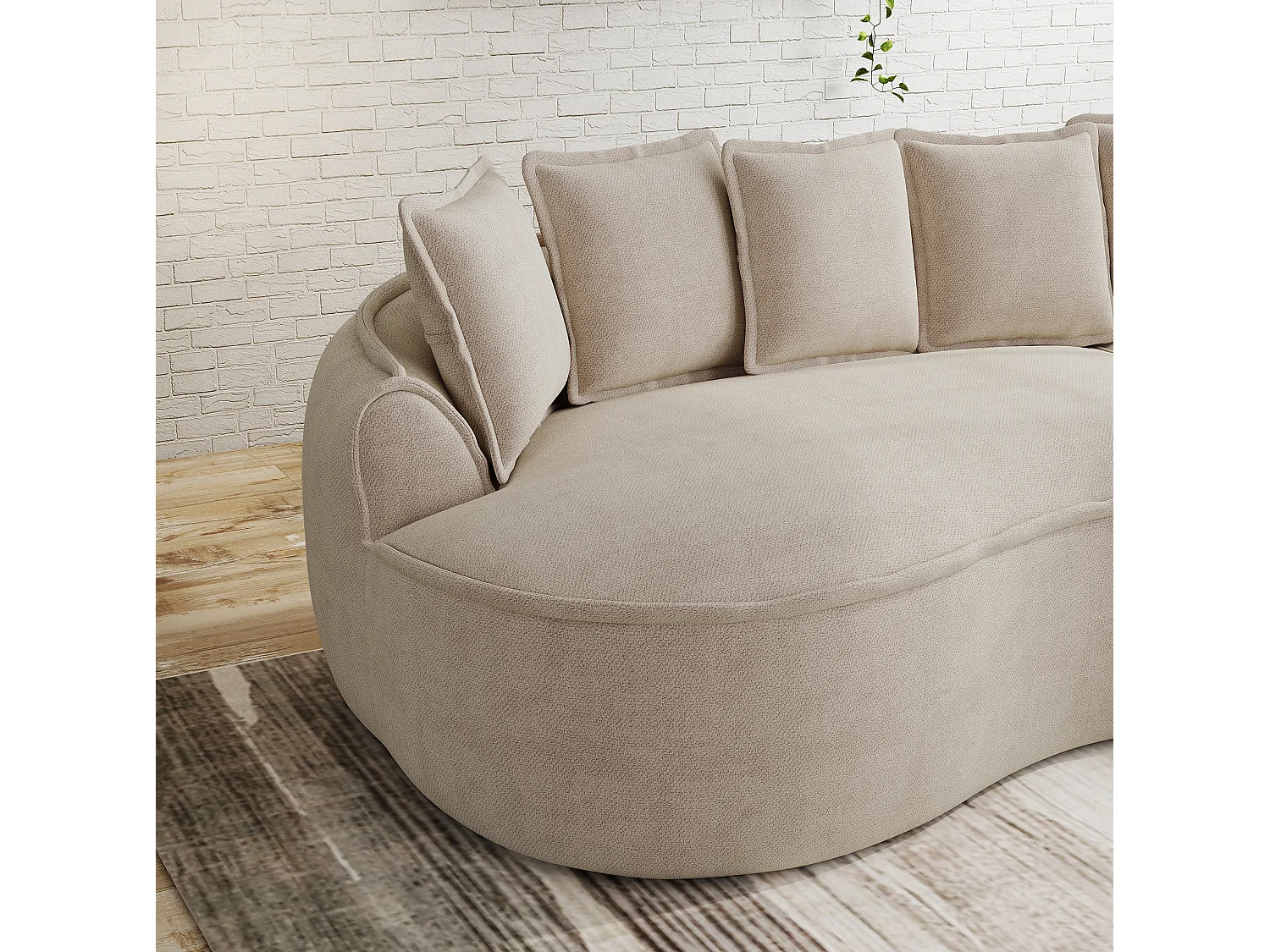 2-osobowa sofa modułowa z poduszkami oparciowymi, szenil, kolor taupe, 184x164x92 cm